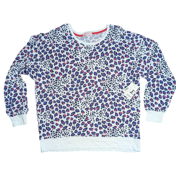P.J. Salvage -Women's Top-Blue/ Red/ Black Peacock Feather-Leopard Print -Size2X - Picture 1 of 7